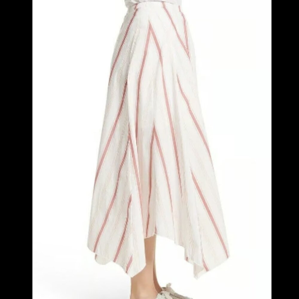 Free People Sz 0 Asymmetric Stripe Midi Skirt NWT OB752748 - Picture 3 of 8